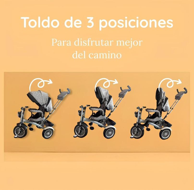 Triciclo Multifuncional 360° Con Luces Lubabycas Gris-2
