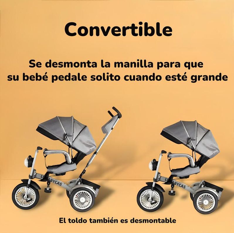 Triciclo Multifuncional 360° Con Luces Lubabycas Gris-3