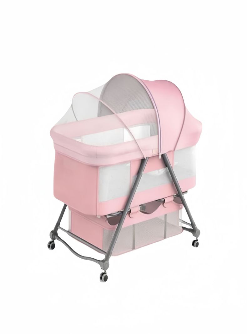 Cuna Bebe Moises Con Mosquitero Pro Rosad LuBabycas Rosado
