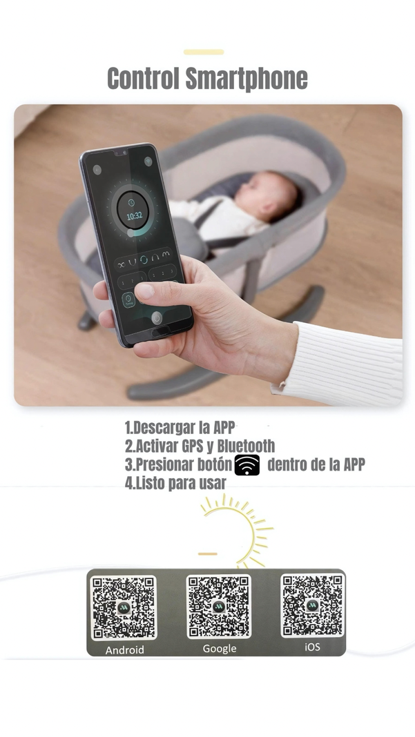 Cuna Mecedora Eléctrica 2 En 1 Mastela Gris LuBabycas-4