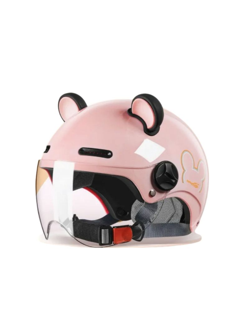 Casco Bicicleta Regulable Con Mica Para Niños Rosado-0