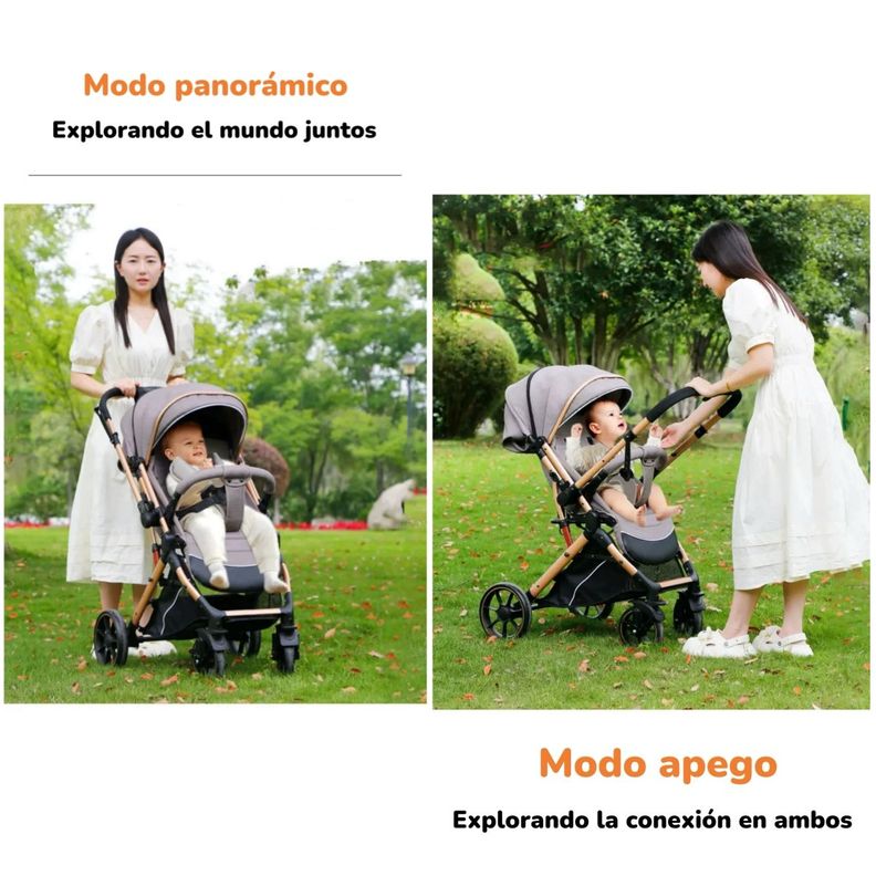 Coche De Paseo Reversible Con Cubre Pies B1 Gris LuBabycas-2