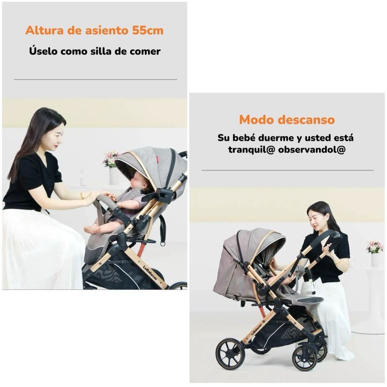 Coche De Paseo Reversible Con Cubre Pies B1 Gris LuBabycas-3