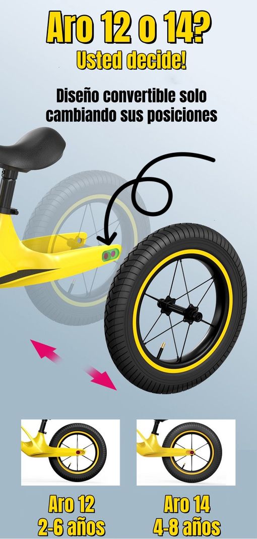 Bicicleta de Equilibrio Convertible Aro 12 y 14 Rosada-2