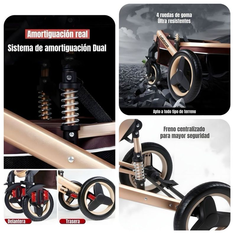 Coche Travel System Con Accesorios Café LuBabycas-5