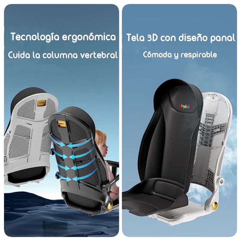 Coche De Paseo 360° Reclinable Playkids Blanco Lubabycas-4