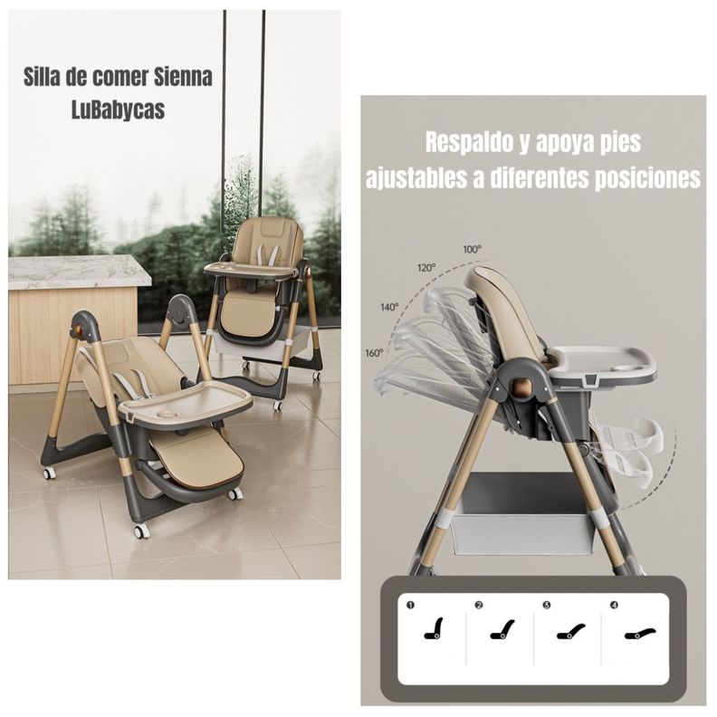 Silla De Comer Reclinable Plegable LuBabycas Rosada-1