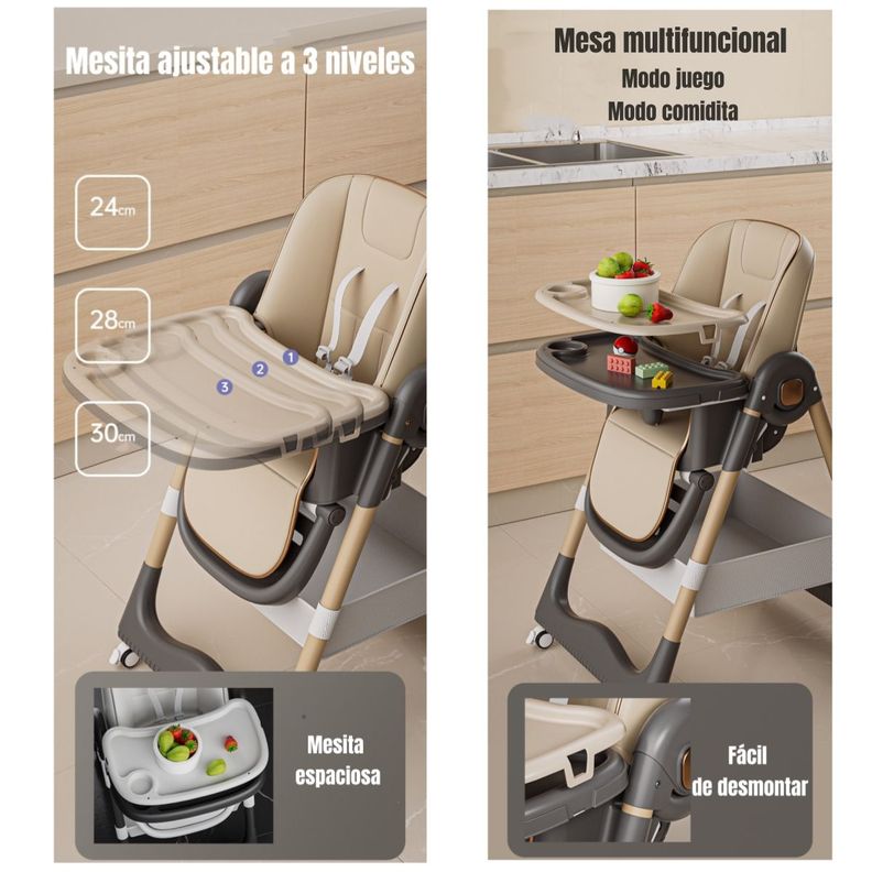 Silla De Comer Reclinable Plegable LuBabycas Rosada-2