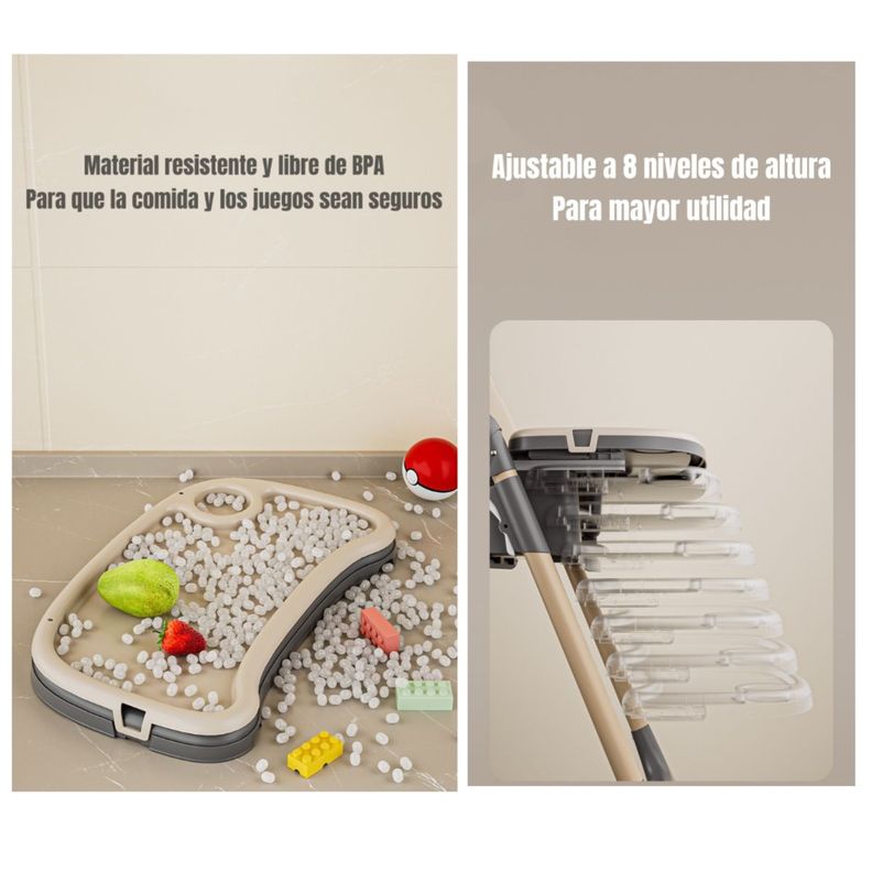 Silla De Comer Reclinable Plegable LuBabycas Rosada-3
