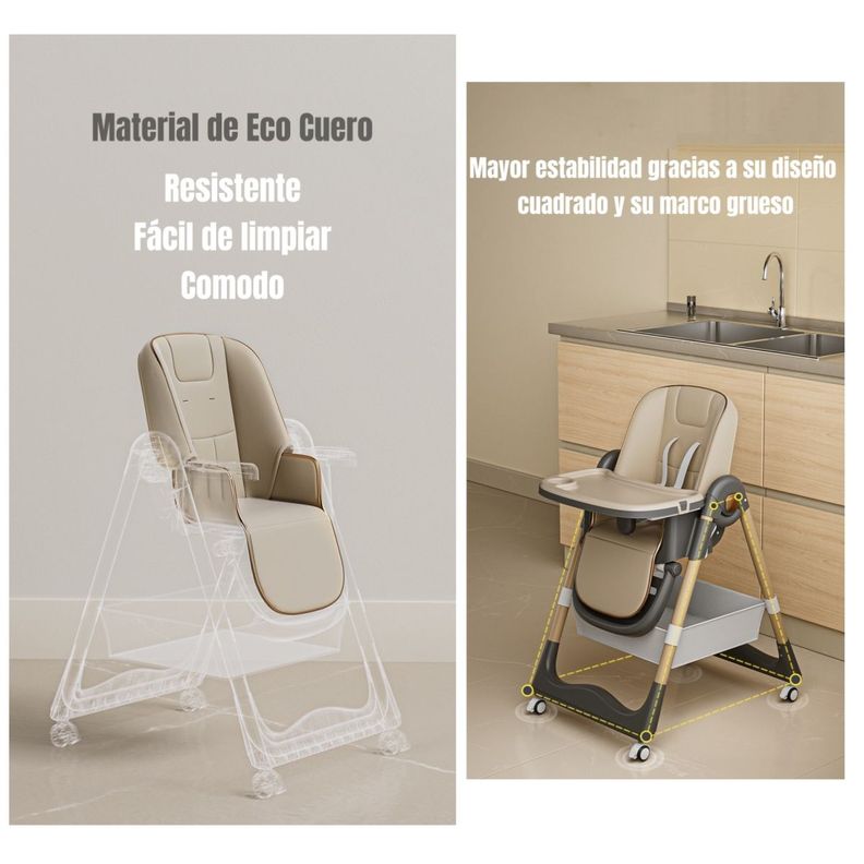 Silla De Comer Reclinable Plegable LuBabycas Rosada-4