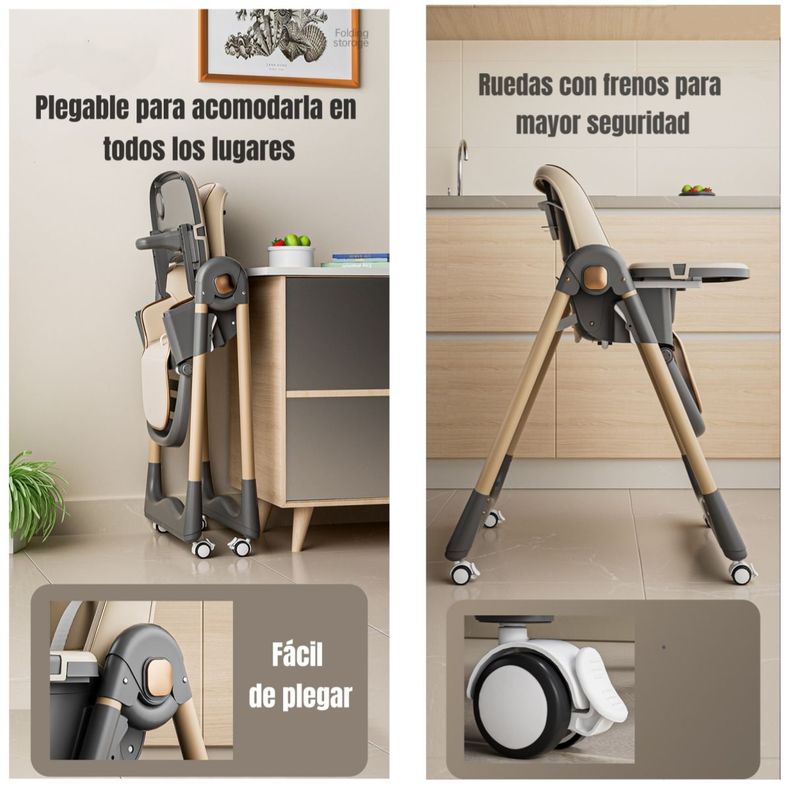 Silla De Comer Reclinable Plegable LuBabycas Rosada-5