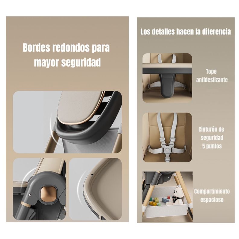 Silla De Comer Reclinable Plegable LuBabycas Rosada-6