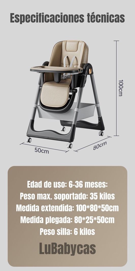 Silla De Comer Reclinable Plegable LuBabycas Rosada-7
