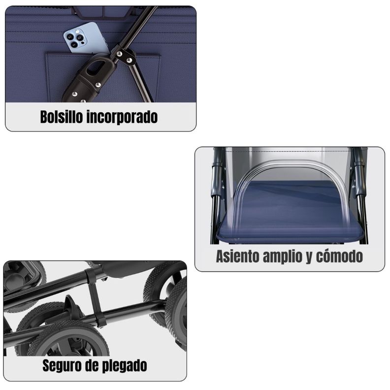 Coche Plegable 2 En 1 Para Mascotas LuBabycas Rosado-5