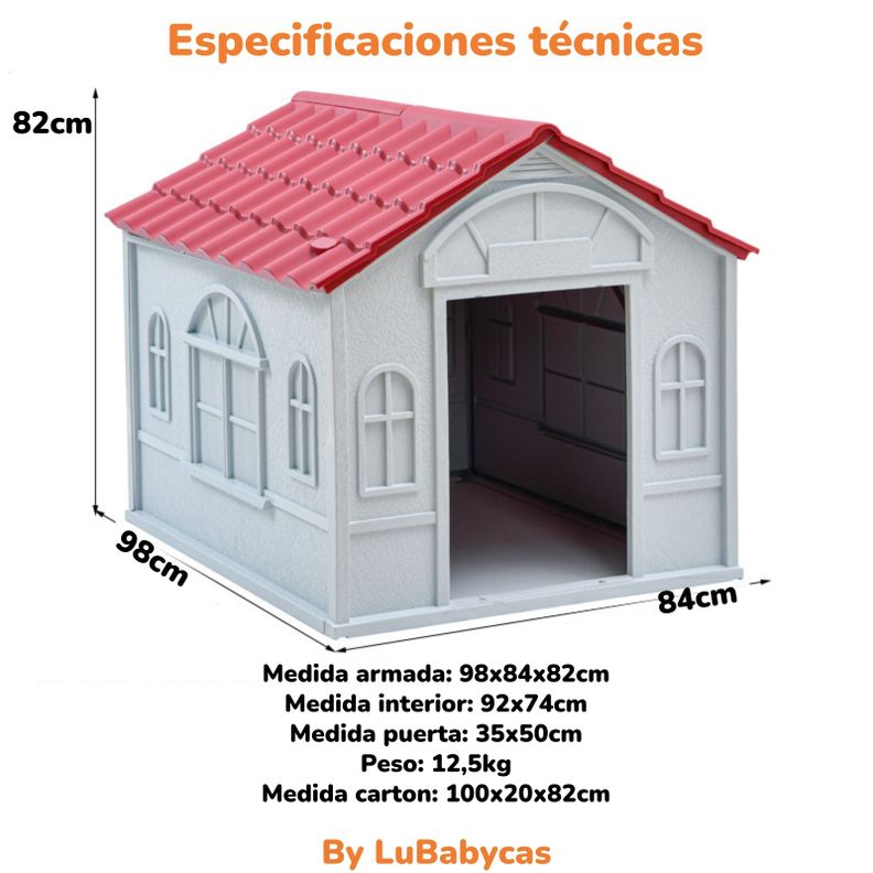Casa De Perro Mascota Exterior Grande 98cm Roja By LuBabycas-7