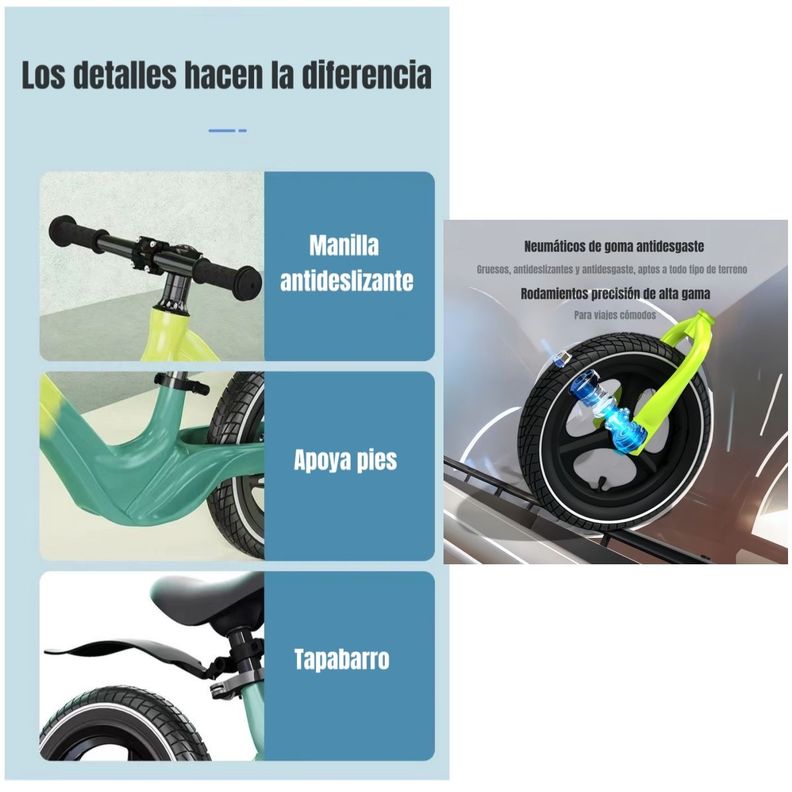 Bicicleta Equilibrio Últra Resistente LuBabycas Verde-5