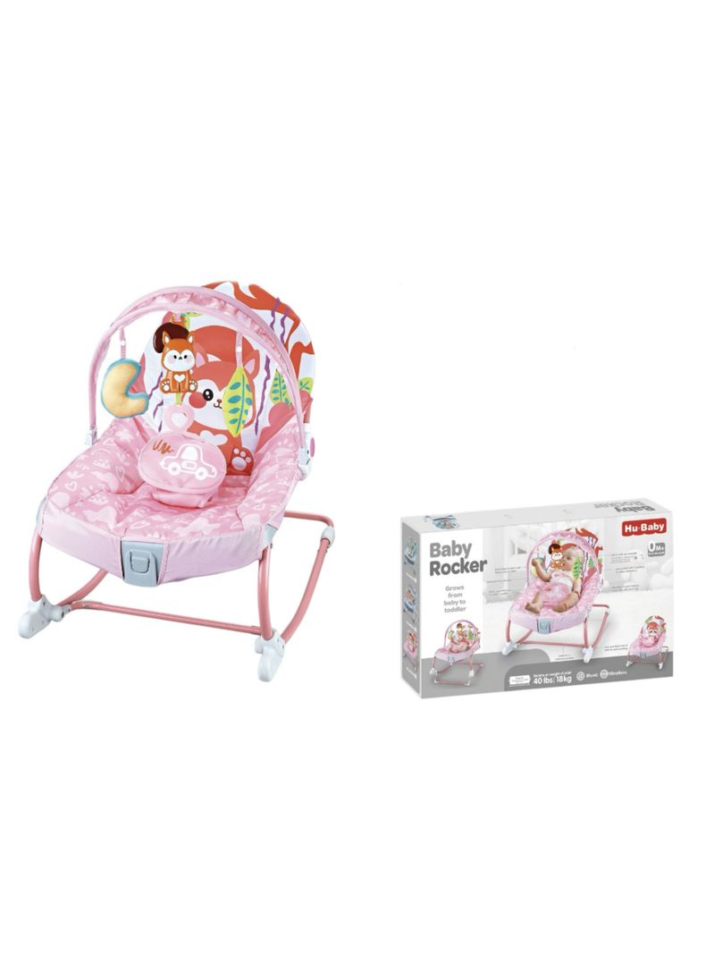 Mecedora Bebe Silla Nido Musical Rocki Rosada LuBabycas Rosado