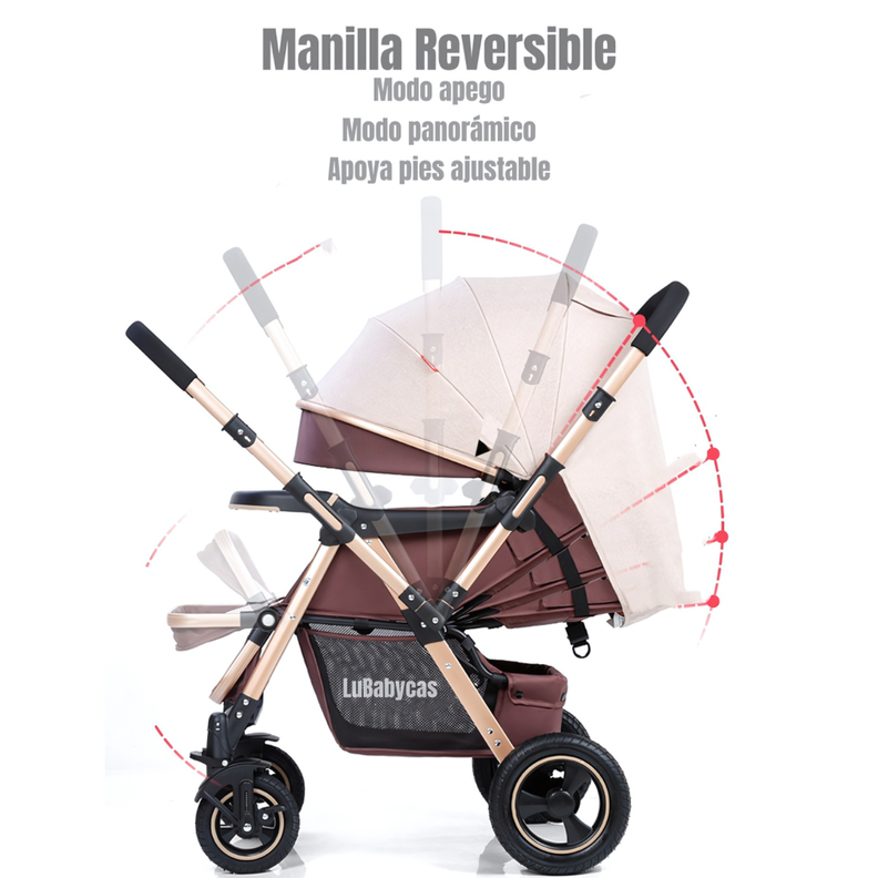 Coche de Paseo Reversible Rubik Gris LuBabycas-2