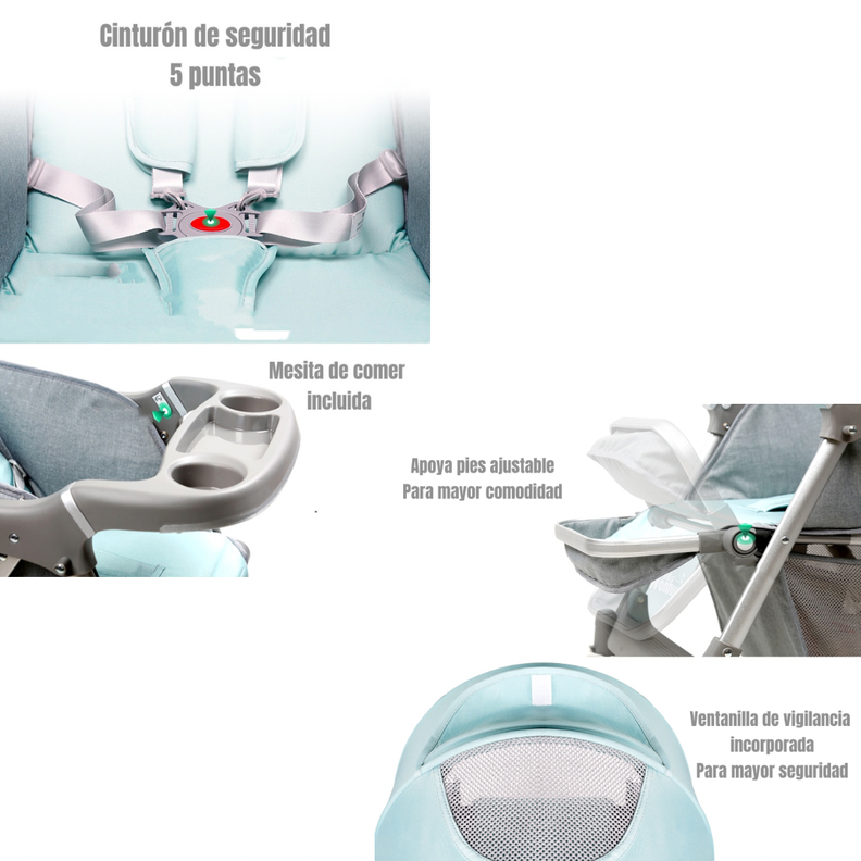 Coche de Paseo Reversible Rubik Gris LuBabycas-4