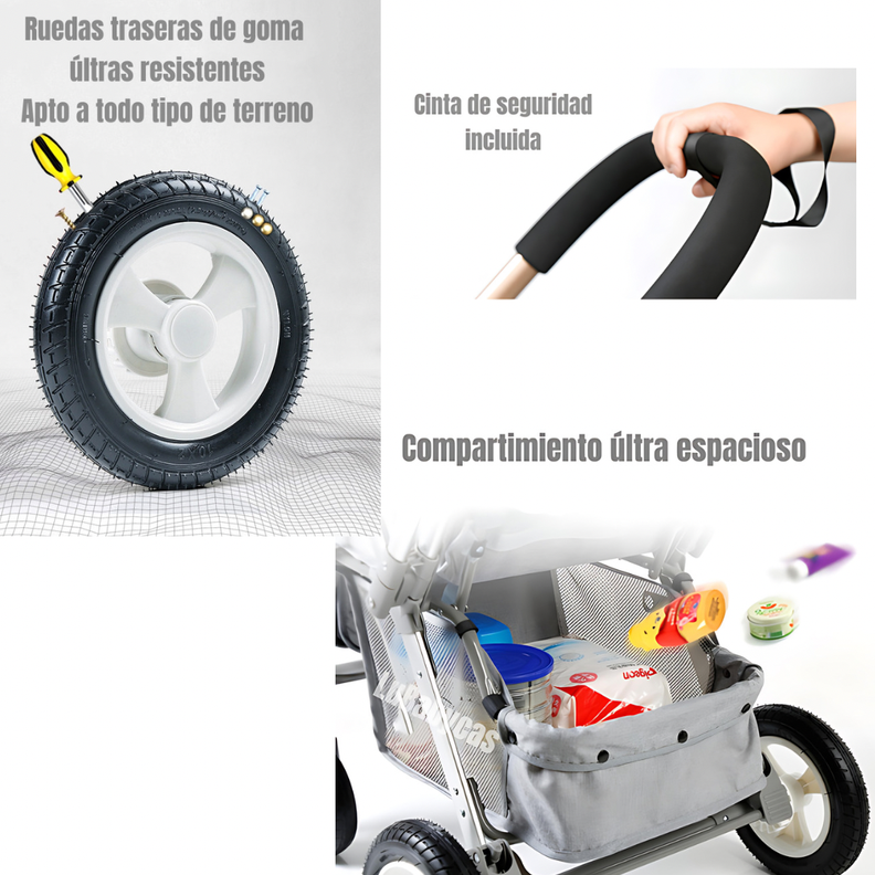 Coche de Paseo Reversible Rubik Gris LuBabycas-5