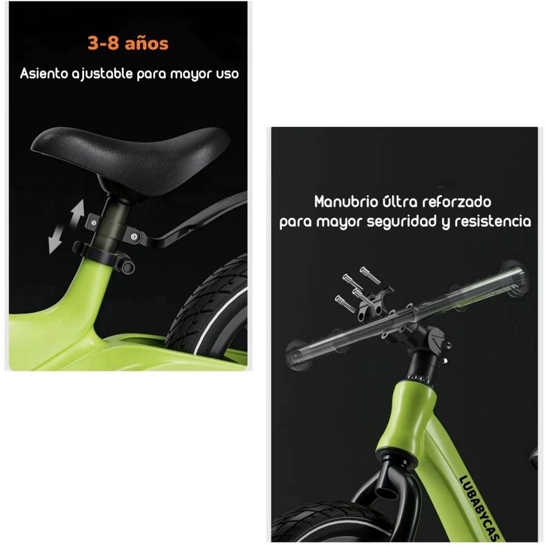 Bicicleta De Equilibrio 3-8 Años Aro 14 Negra LuBabycas-2