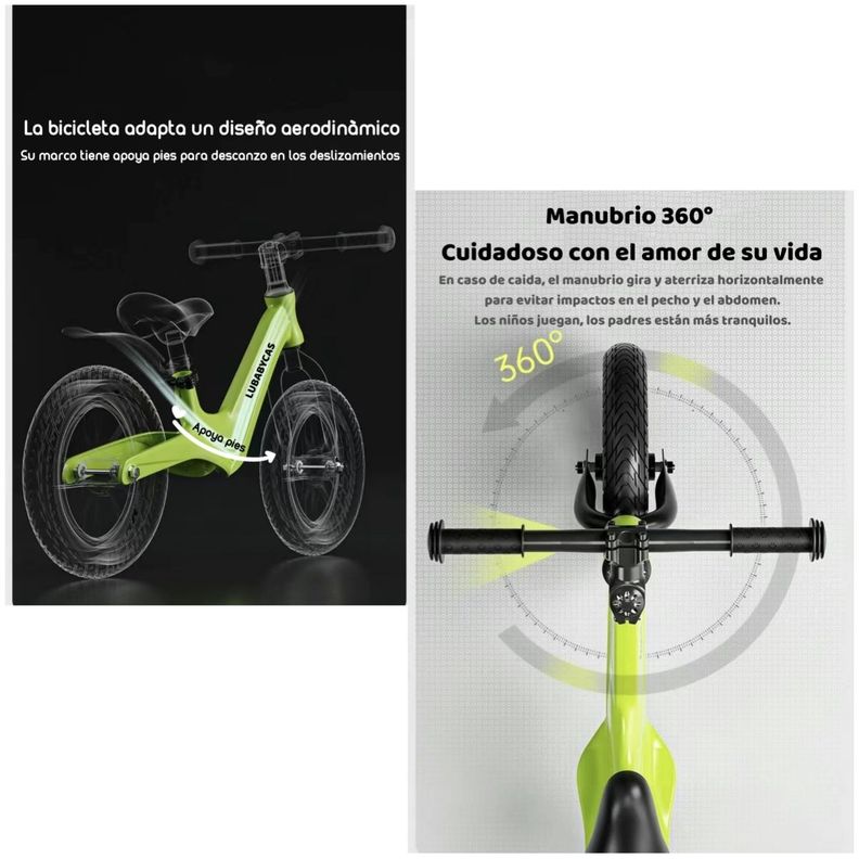Bicicleta De Equilibrio 3-8 Años Aro 14 Negra LuBabycas-4