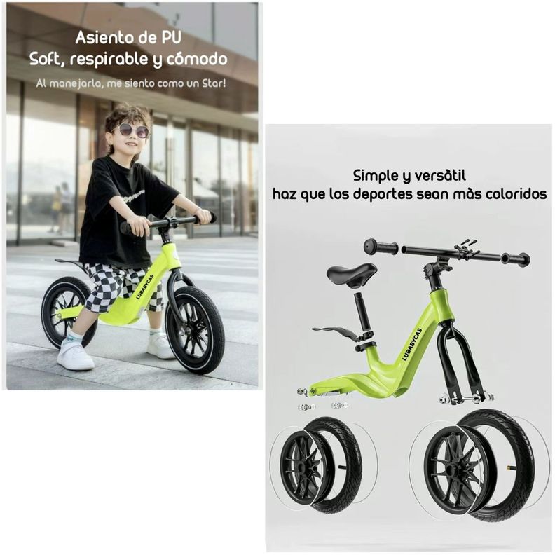 Bicicleta De Equilibrio 3-8 Años Aro 14 Negra LuBabycas-6