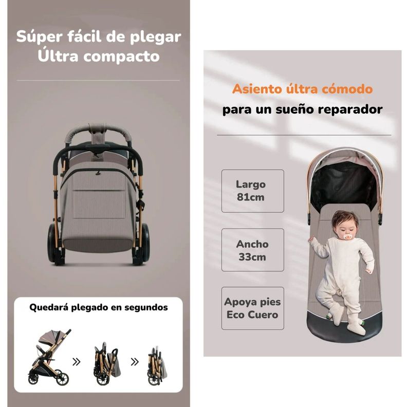 Coche De Paseo Reversible Con Cubre Pies B1 Negro LuBabycas-4
