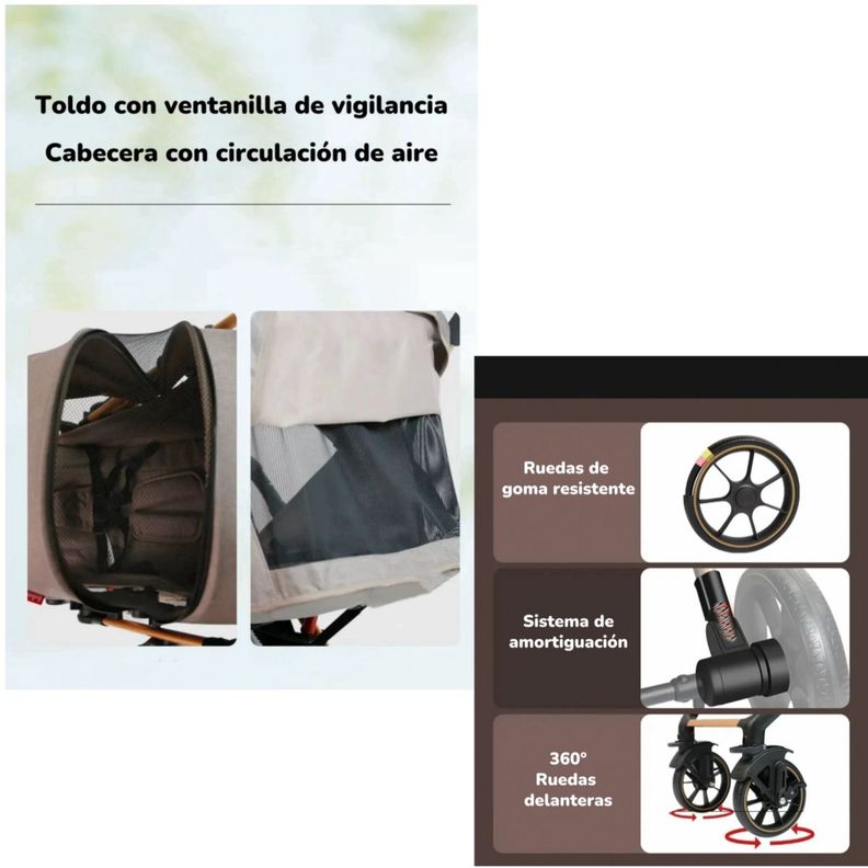 Coche De Paseo Reversible Con Cubre Pies B1 Negro LuBabycas-5