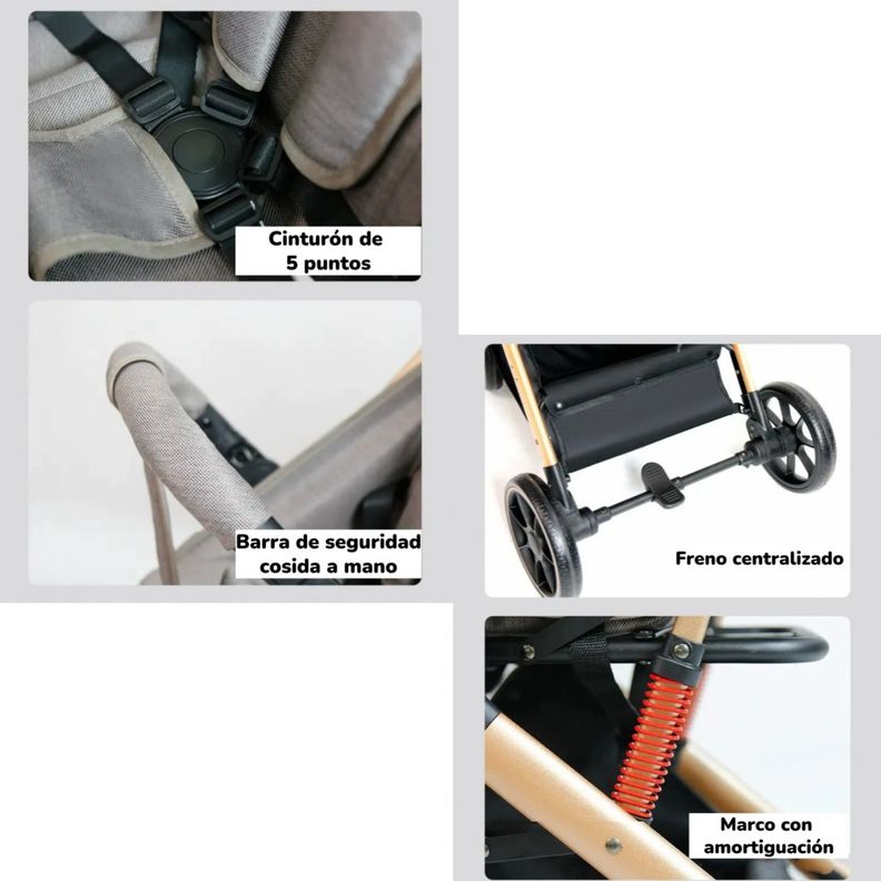 Coche De Paseo Reversible Con Cubre Pies B1 Negro LuBabycas-6