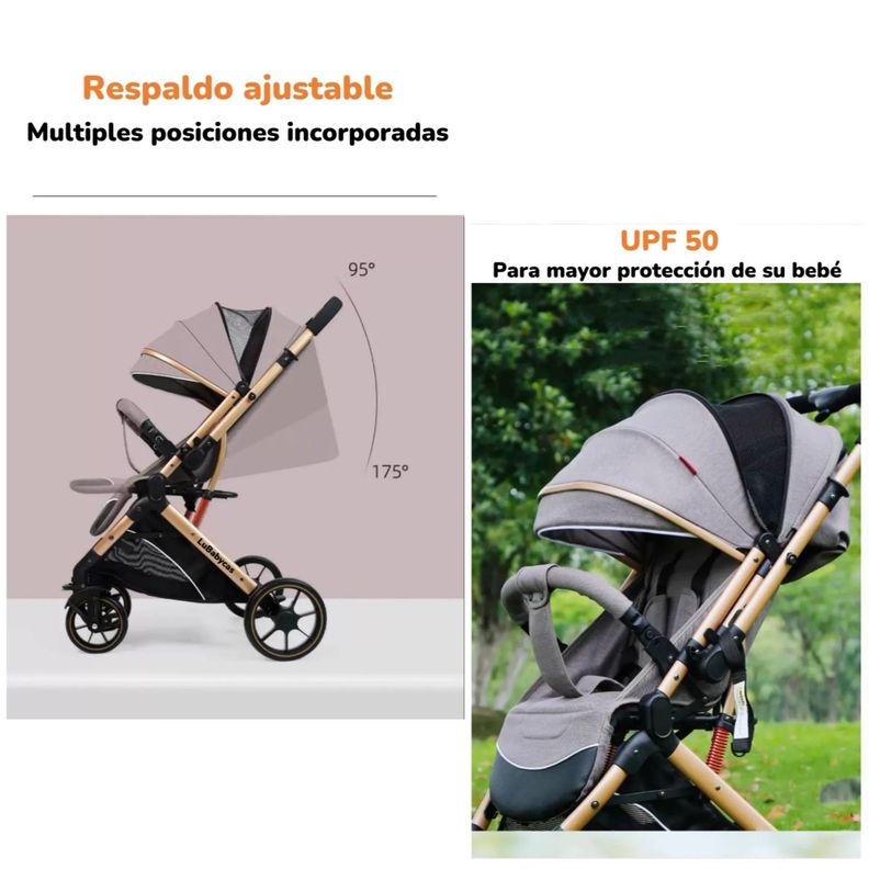 Coche De Paseo Reversible Con Cubre Pies B1 Negro LuBabycas-7
