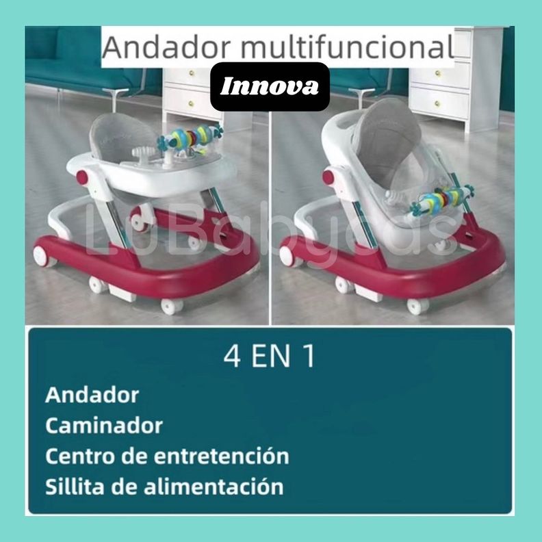 Andador Caminador Multifuncional 4 En 1 Lubabycas Burdeos-1