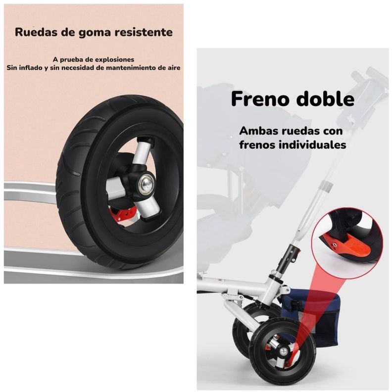 Triciclo Reversible Y Plegable Con Accesorios Azul Lubabycas-6