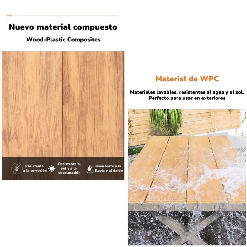 Juego De Comedor Exteriores 180CM Y 6 Sillas Impermeables-1
