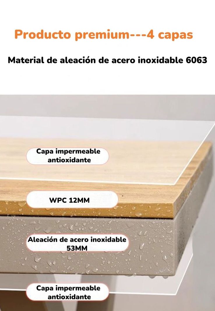 Juego De Comedor Exteriores 180CM Y 6 Sillas Impermeables-4