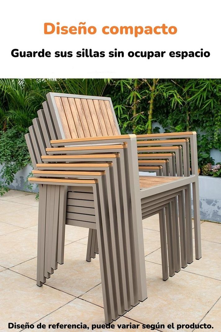 Juego De Comedor Exteriores 180CM Y 6 Sillas Impermeables-5