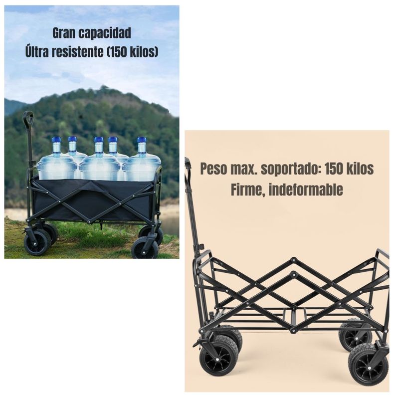 Carrito Para Compras y Camping Con Frenos Negro LuBabycas-1