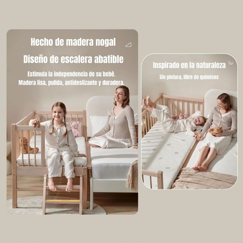 Cama Cuna Colecho Madera 150*70*86cm Con Colchón LuBabycas-3