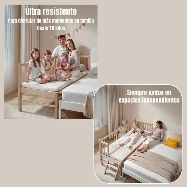 Cama Cuna Colecho Madera 150*70*86cm Con Colchón LuBabycas-4