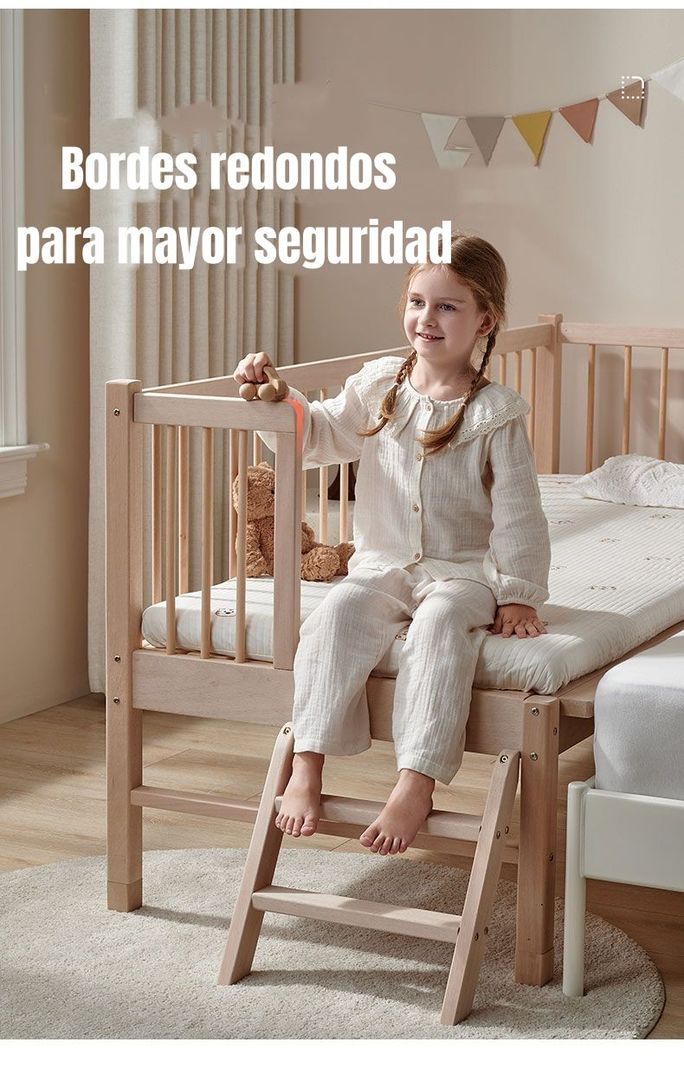 Cama Cuna Colecho Madera 150*70*86cm Con Colchón LuBabycas-5
