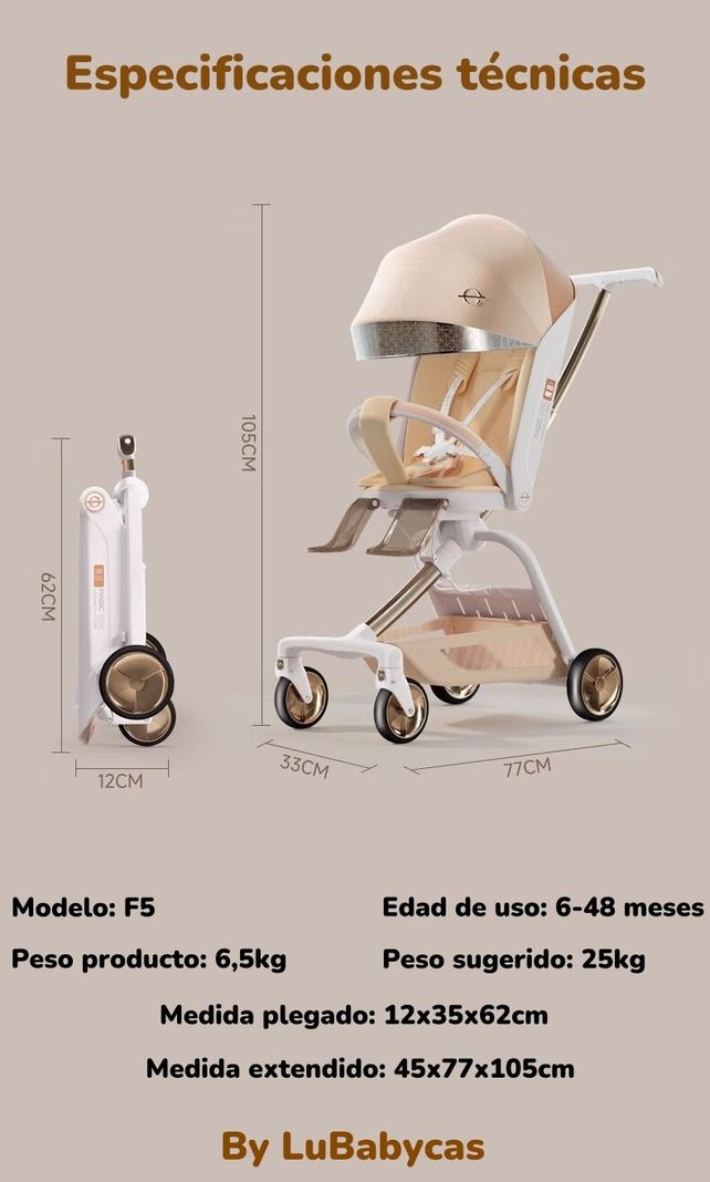 Coche De Paseo 360° Magic Box F5 Blanco LuBabycas-7