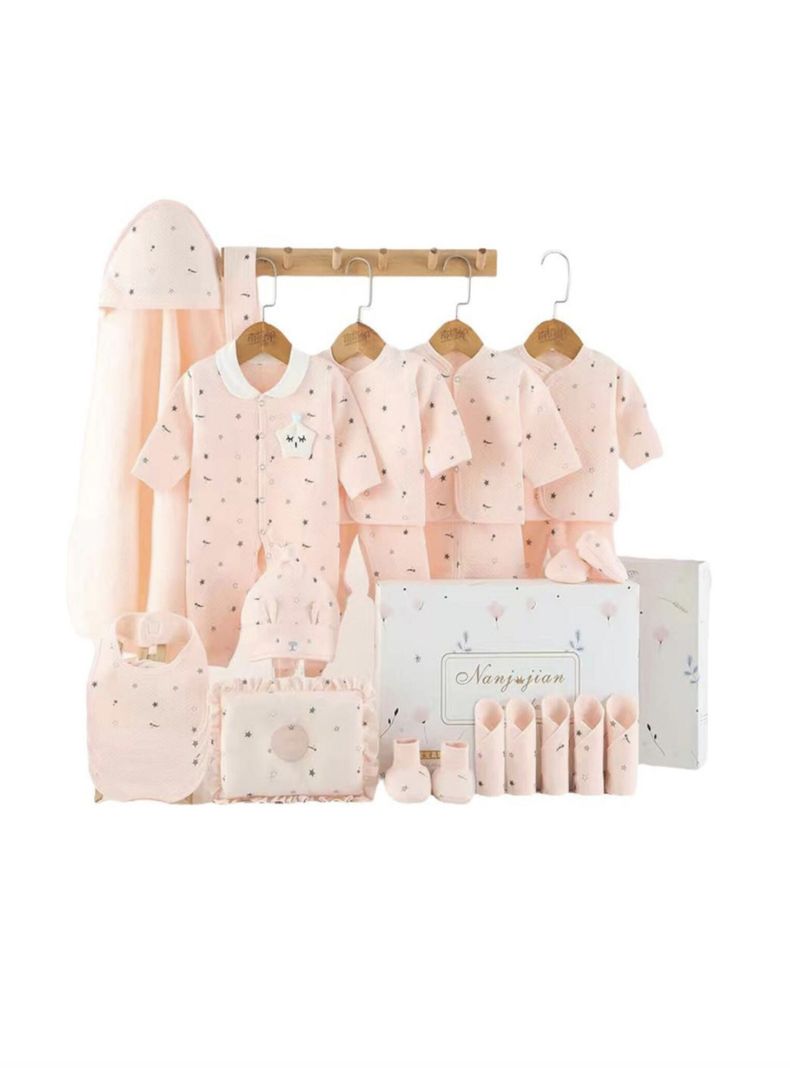 Pack Ajuar Bebé Ropa Algodón 24 Piezas Rosado Lubabycas-0