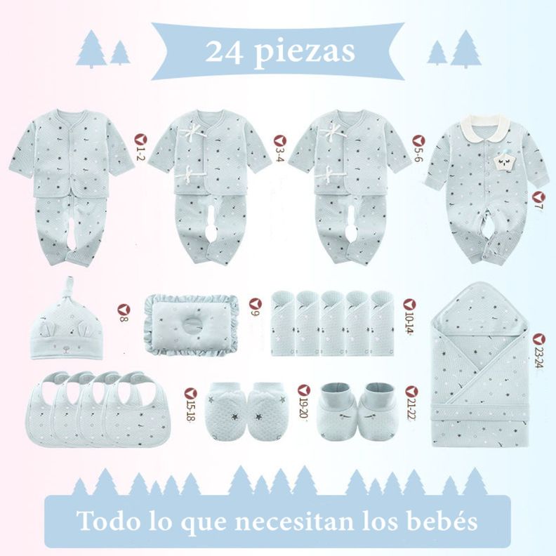 Pack Ajuar Bebé Ropa Algodón 24 Piezas Rosado Lubabycas-1