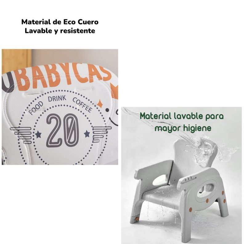 Silla De Comer Multifuncional Con Ruedas Rosada Lubabycas-5