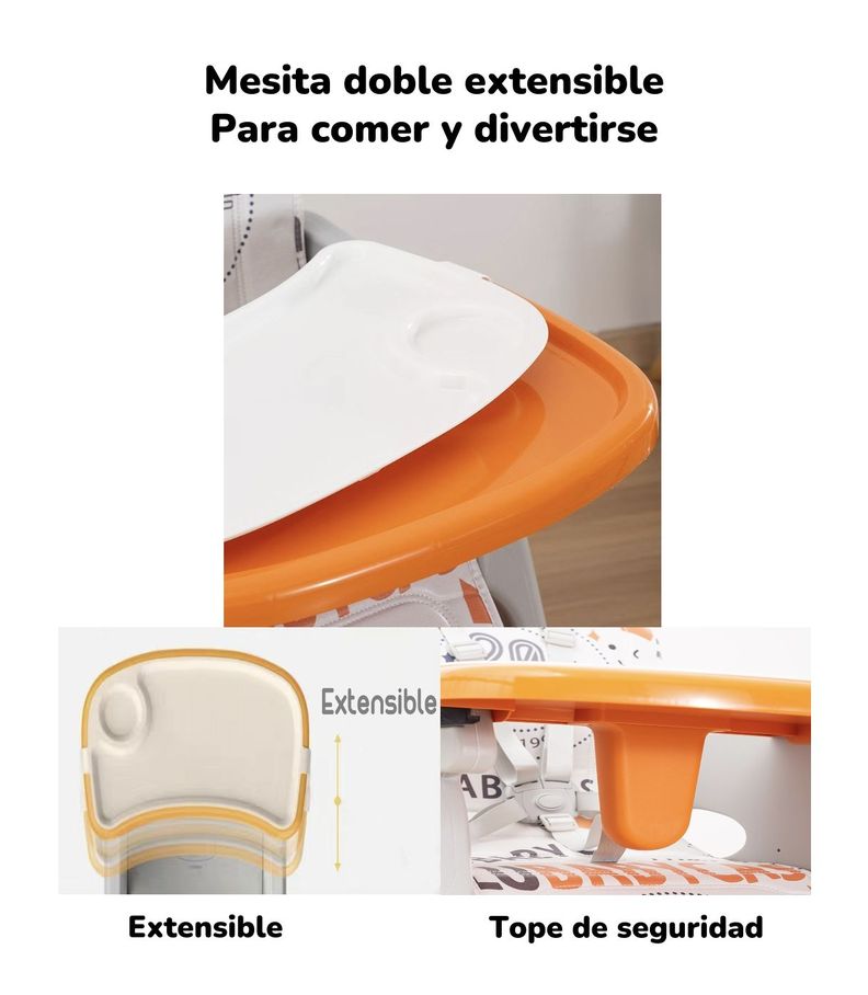 Silla De Comer Multifuncional Con Ruedas Rosada Lubabycas-6