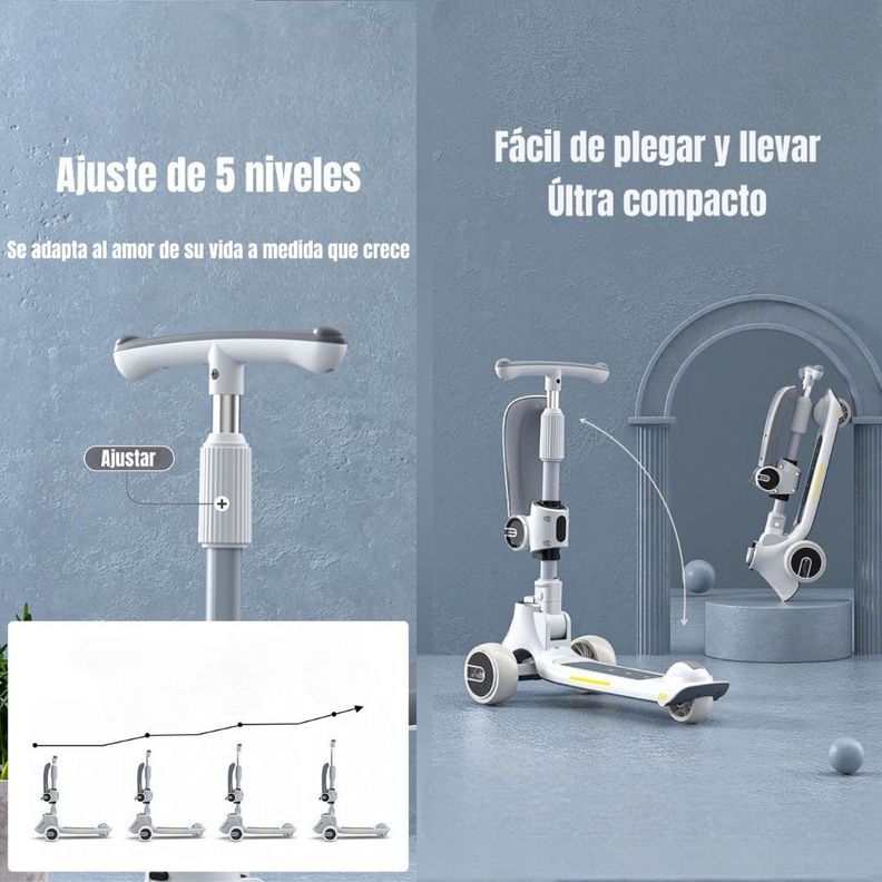 Scooter 3 Ruedas 2 en 1 Últra Resistente LuBabycas Rosado-3