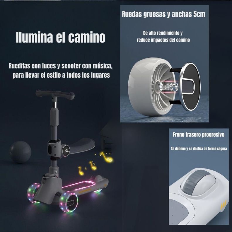 Scooter 3 Ruedas 2 en 1 Últra Resistente LuBabycas Rosado-6