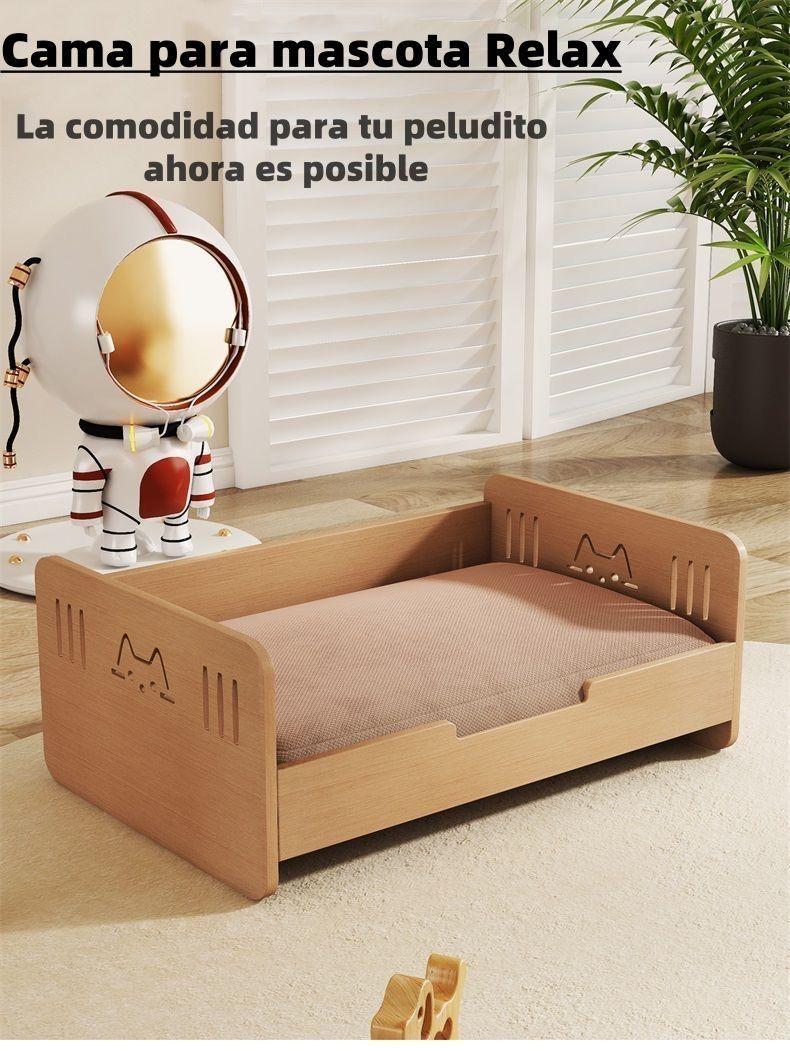 Cama Para Mascotas Madera Con Colchón 40x60cm By LuBabycas-1