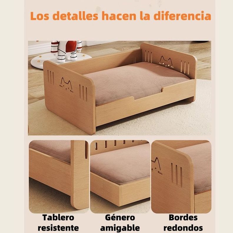 Cama Para Mascotas Madera Con Colchón 40x60cm By LuBabycas-2