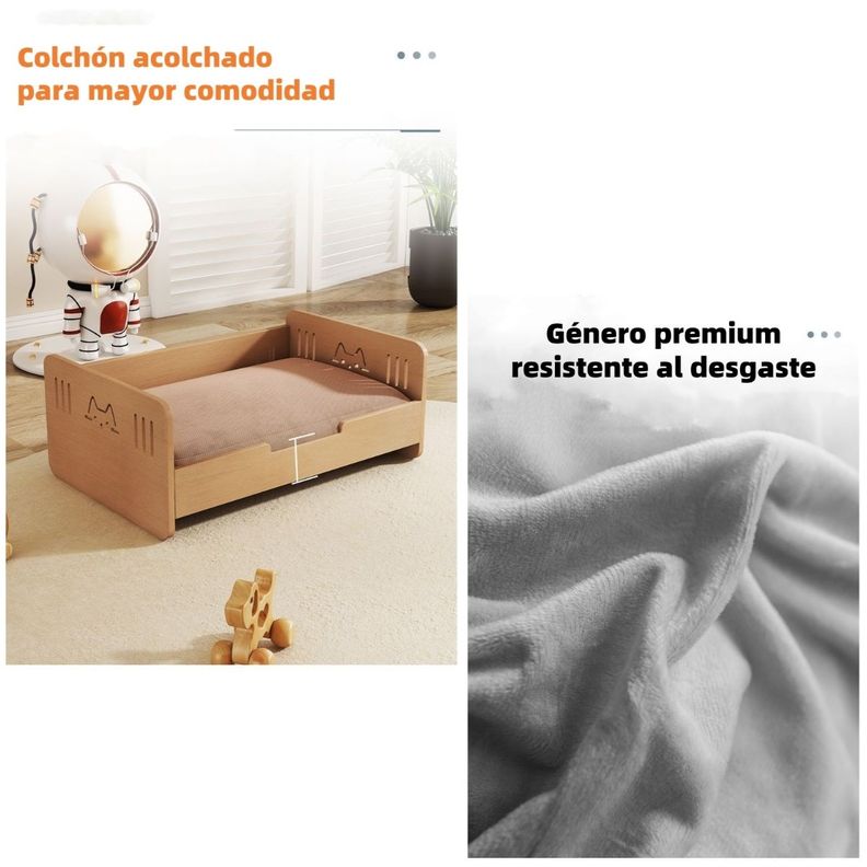 Cama Para Mascotas Madera Con Colchón 40x60cm By LuBabycas-3